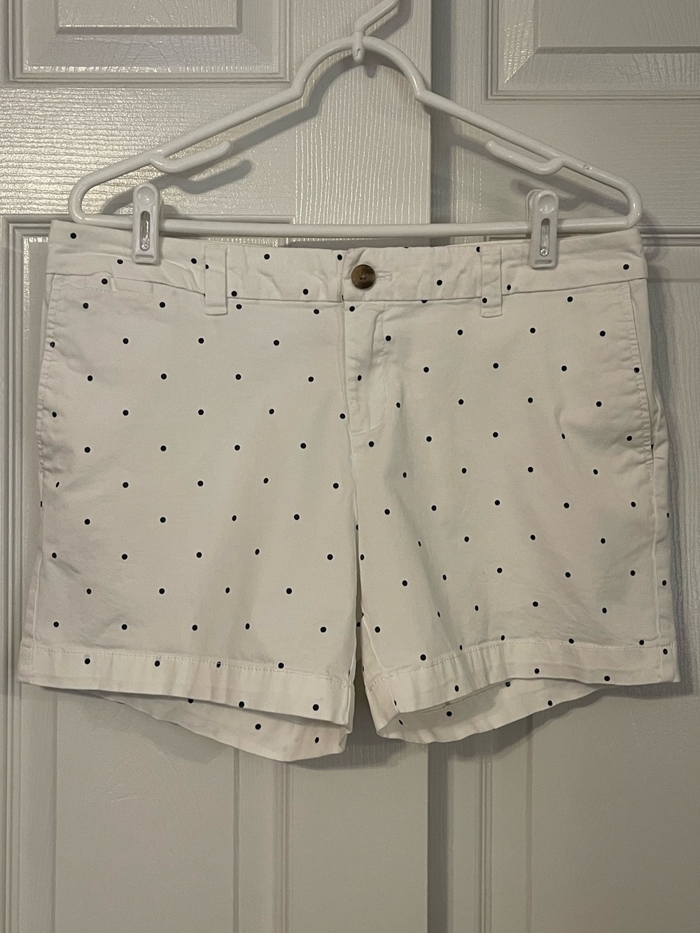 Faded Glory White Shorts with Navy Blue Polka Dots